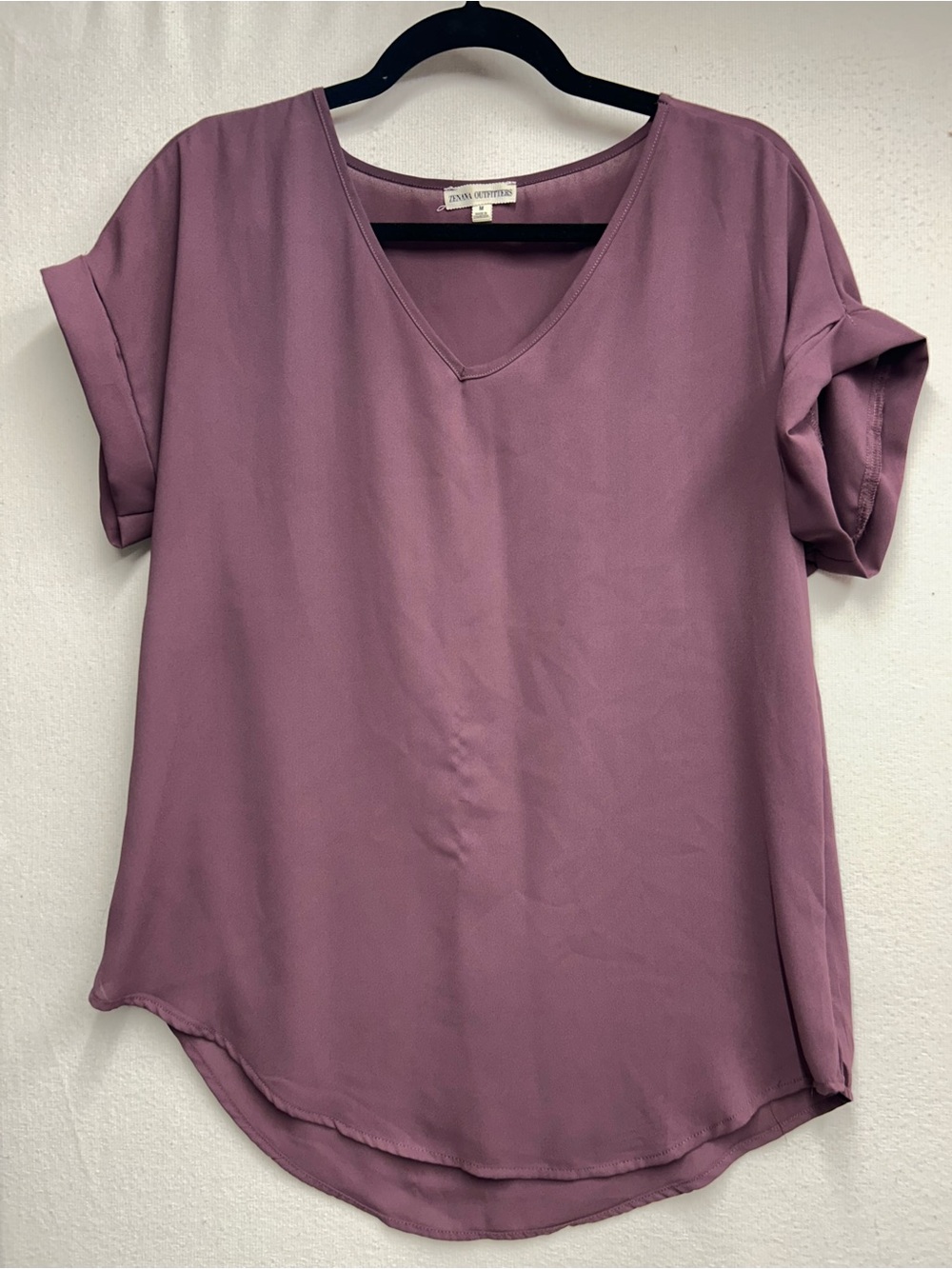 Zenana Outfitters Mauve Short Sleeve V-Neck Blouse